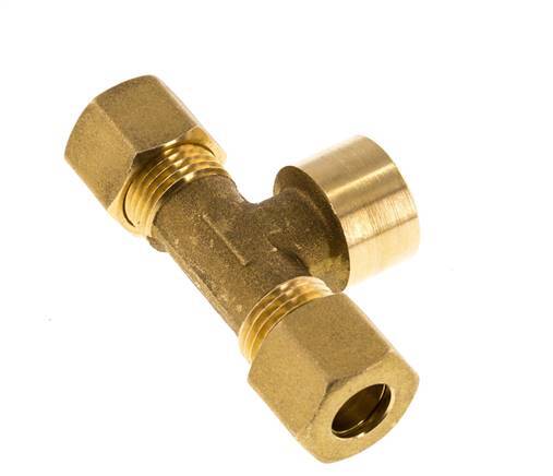 G 3/8'' x 10mm Brass Tee Compression Fitting 95 Bar DIN EN 1254-2