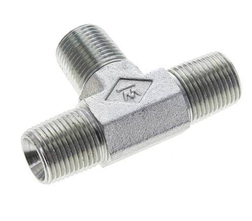 3/8'' NPT Macho Acero Cincado Tee 210 Bar - Hidráulico