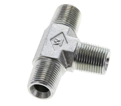 3/8'' NPT Macho Acero Cincado Tee 210 Bar - Hidráulico