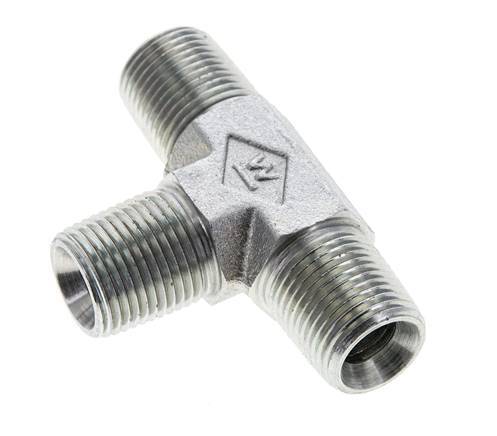 3/8'' NPT Macho Acero Cincado Tee 210 Bar - Hidráulico