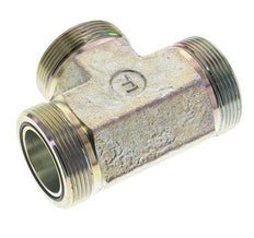 UN 2''-12 Male Zincated Steel Tee ORFS 250 Bar - Hydraulic