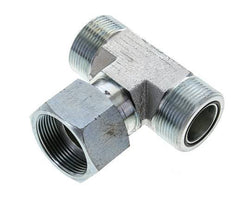 UN 1-11/16''-12 M/F Zinc plated Steel Tee ORFS with union nut 250 Bar - Hydraulic