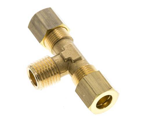 R 1/4'' Macho x 8mm Racor de compresión en T de latón 135 Bar DIN EN 1254-2