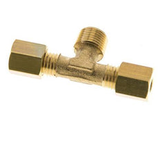 R 1/8'' Male x 4mm Brass Tee Compression Fitting 150 Bar DIN EN 1254-2