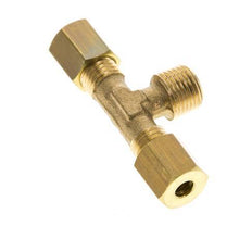 R 1/8'' Male x 4mm Brass Tee Compression Fitting 150 Bar DIN EN 1254-2