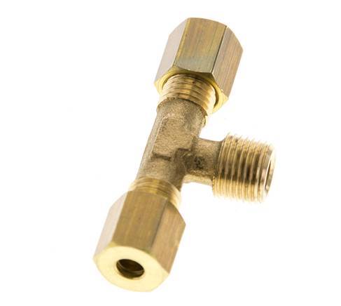 R 1/8'' Male x 4mm Brass Tee Compression Fitting 150 Bar DIN EN 1254-2