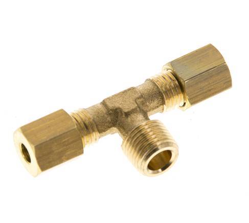 R 1/8'' Male x 4mm Brass Tee Compression Fitting 150 Bar DIN EN 1254-2
