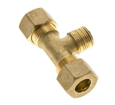 R 3/8'' Male x 12mm Brass Tee Compression Fitting 75 Bar DIN EN 1254-2