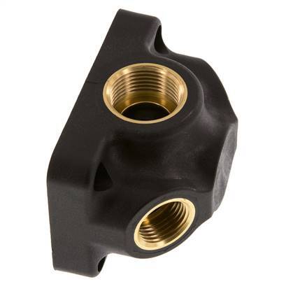 G 3/4'' x G 1/2'' Empalme de plástico de 4 vías con orificio pasante 15 Bar