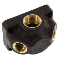 G 3/4'' x G 1/2'' Empalme de plástico de 4 vías con orificio pasante 15 Bar