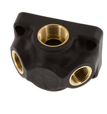 G 3/4'' x G 1/2'' Empalme de plástico de 4 vías con orificio pasante 15 Bar