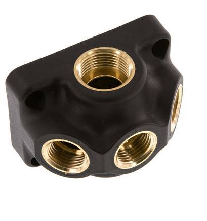 G 3/4'' x G 1/2'' Empalme de aire de plástico de 4 vías montado en la pared sin agujero pasante 15 Bar