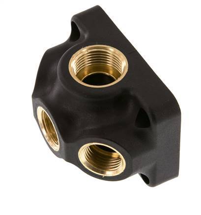 G 3/4'' x G 1/2'' Empalme de aire de plástico de 4 vías montado en la pared sin agujero pasante 15 Bar
