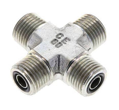 UN 11/16''-16 Male Zinc plated Steel Cross ORFS 630 Bar - Hydraulic