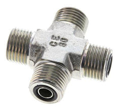 UN 11/16''-16 Male Zinc plated Steel Cross ORFS 630 Bar - Hydraulic
