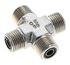 UN 11/16''-16 Male Zinc plated Steel Cross ORFS 630 Bar - Hydraulic