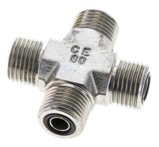 UN 11/16''-16 Male Zinc plated Steel Cross ORFS 630 Bar - Hydraulic