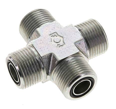 UNS 1''-14 Male Zinc plated Steel Cross ORFS 400 Bar - Hydraulic