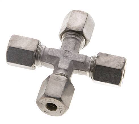 6S Stainless steel Cross Compression Fitting 630 Bar DIN 2353