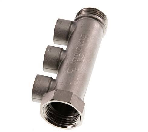 G 1'' x 3xG 1/2'' F/M/F Tubos distribuidores de latón niquelado 10 Bar