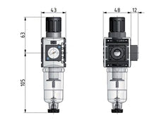 Filter-Regulator G1/4'' 1000 l/min 0.5-10.0bar/7-145psi Auto Metal Futura 0