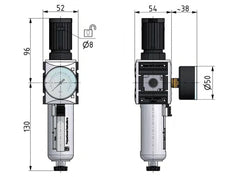 Filter-Regulator G1/4'' 2000 l/min 0.5-16.0bar/7-232psi Semi-Auto Metal Futura 1