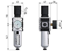 Filter-Regulator G1/2'' 5200 l/min 0.5-16.0bar/7-232psi Auto (Closed Without Pressure) Polycarbonate Futura 2