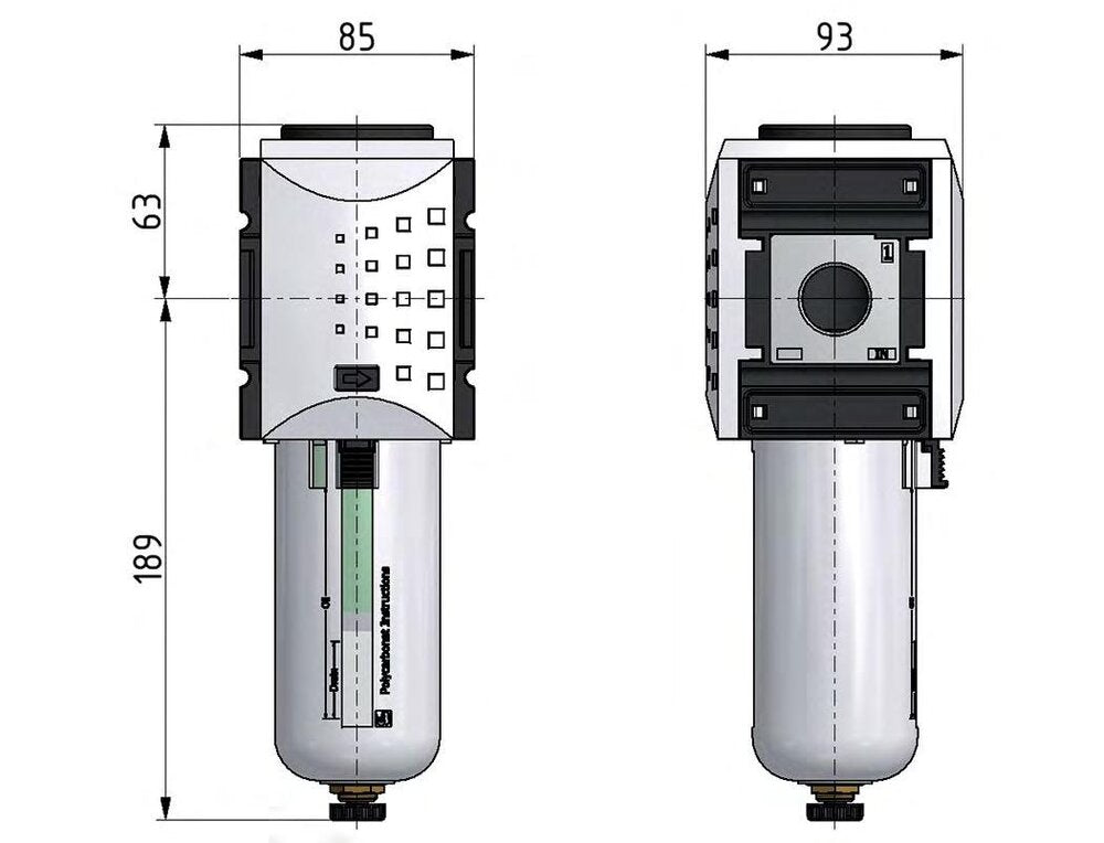 Pre-Filter 0.3microns G1'' 1500 l/min Auto Polycarbonate Futura 4