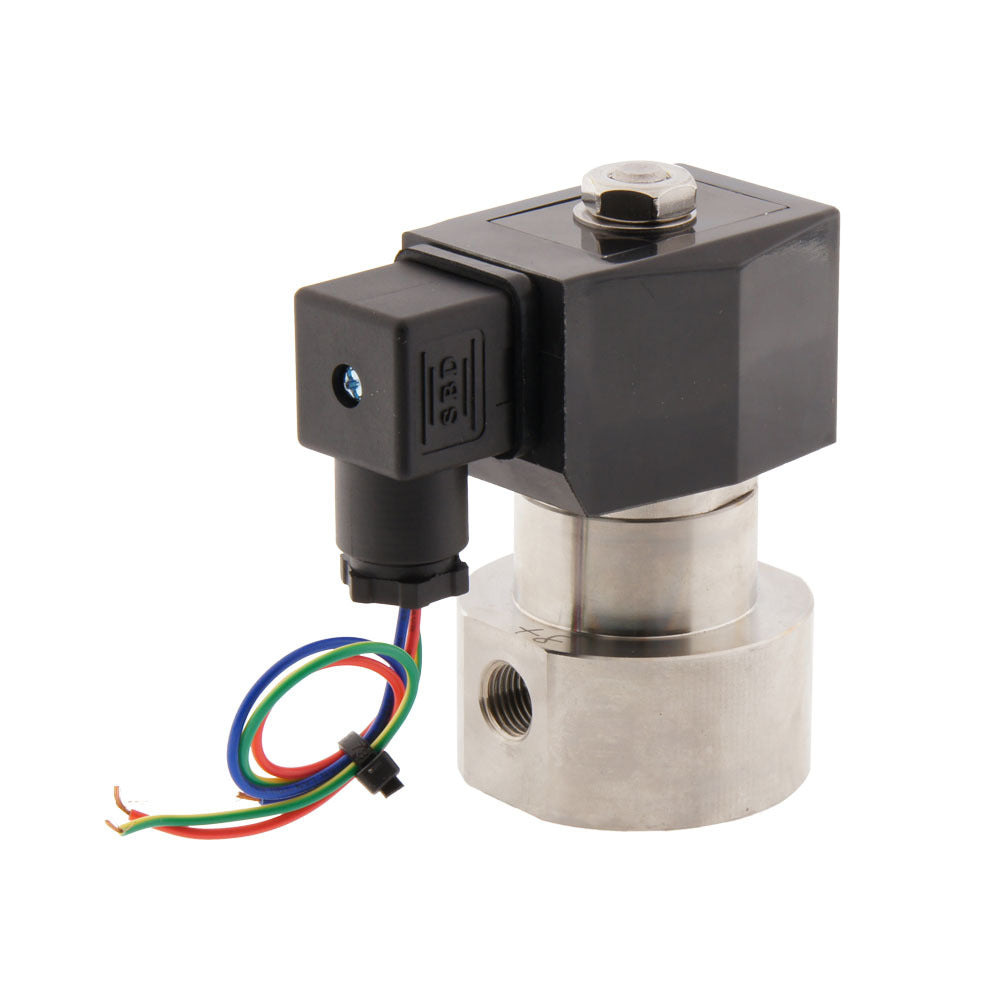 Válvula solenoide HP-IA 1/4'' acero inoxidable PTFE de alta presión 0,5-90bar 230V AC