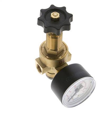 Reductor de Presión de Agua y Aire Latón G1/4'' 2,5 L/min 0,5-25 bar/7-362psi