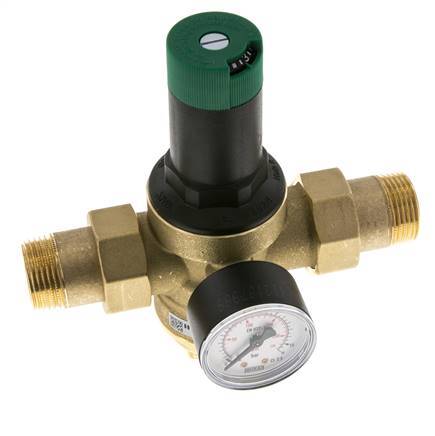 Reductor De Presión De Filtro Latón R1'' 97 L/Min 1.5-6 Bar/22-87Psi Agua Potable