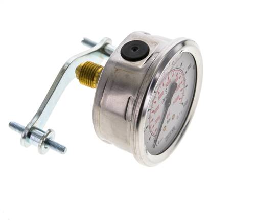 Manómetro de glicerina G1/4 conexión trasera 0 a 1000 bar 63mm WIKA