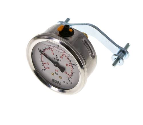 Manómetro de glicerina G1/4 conexión trasera -1 a 3 bar 63mm WIKA