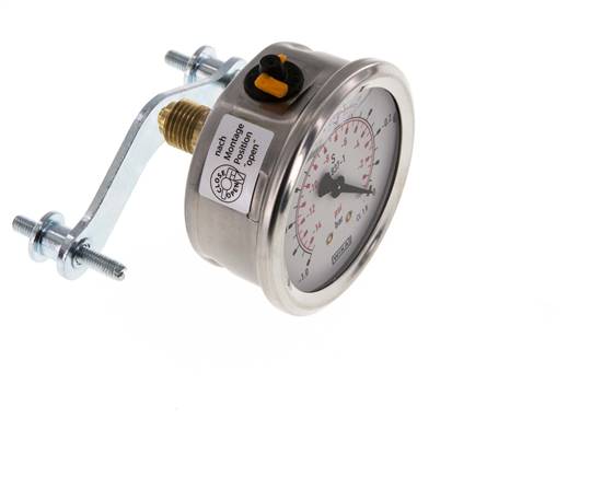 Manómetro de glicerina G1/4 conexión trasera -1 a 0 bar 63mm WIKA