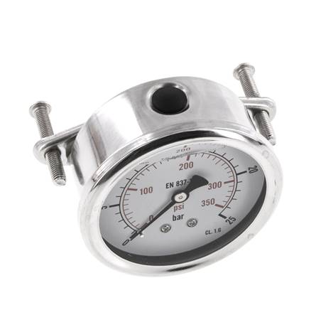 Manómetro de glicerina G1/4 conexión trasera 0 a 25 bar 63mm