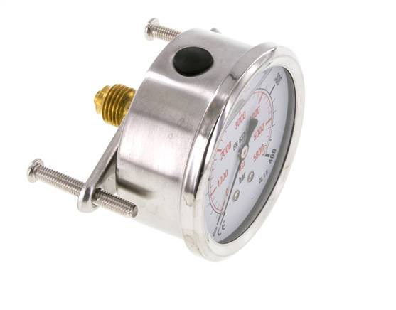 Manómetro de glicerina G1/4 conexión trasera 0 a 400 bar 63mm