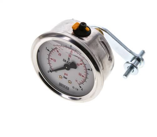 Manómetro de glicerina 1/2 NPT conexión trasera 0 a 4 bar 63mm WIKA