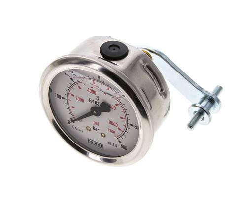 Manómetro de glicerina G1/4 conexión trasera 0 a 600 bar 63mm WIKA