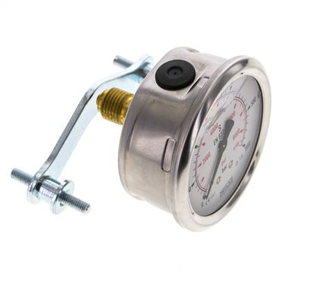 Manómetro de glicerina G1/4 conexión trasera 0 a 600 bar 63mm WIKA