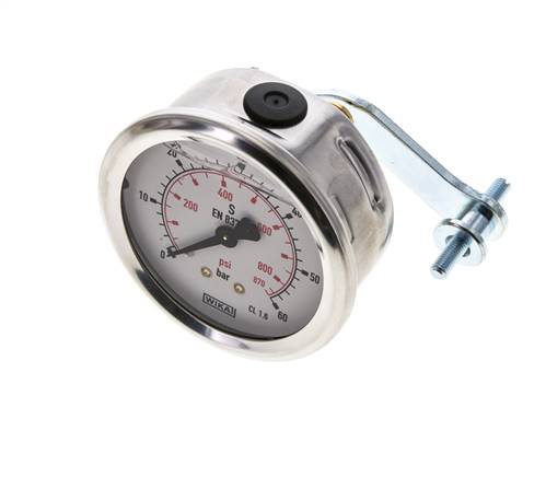 Manómetro de glicerina G1/4 conexión trasera 0 a 60 bar 63mm WIKA