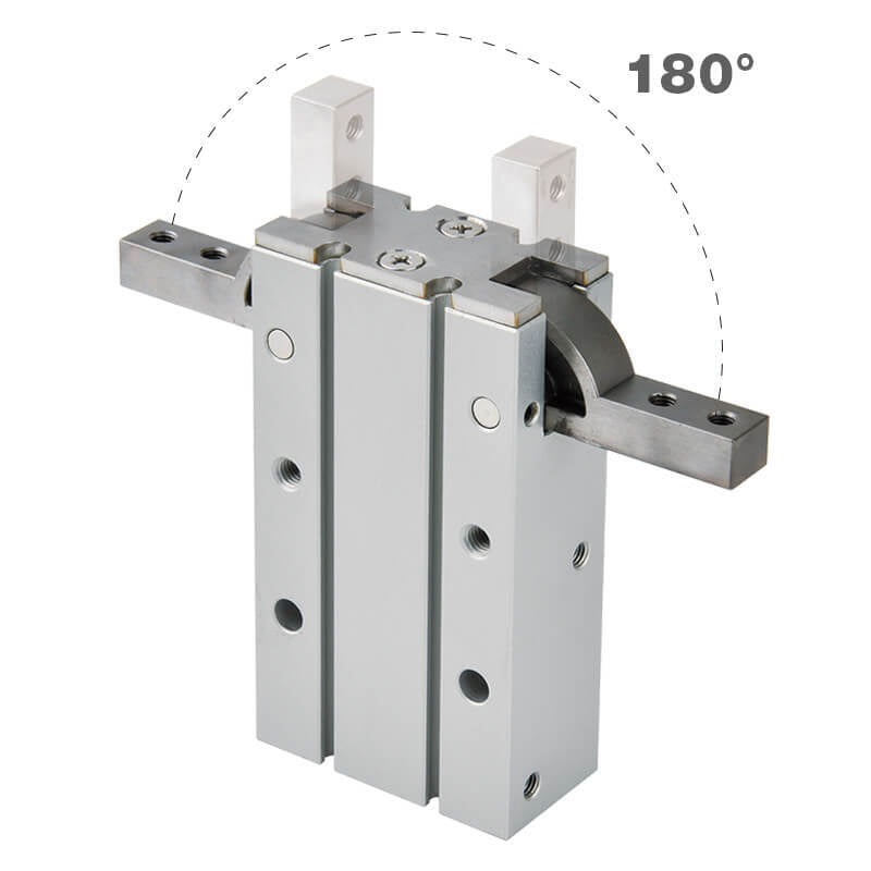 D16 mm 2-Jaw 180 deg Angular Double Acting Pneumatic Gripper Standard Through Hole Jaws