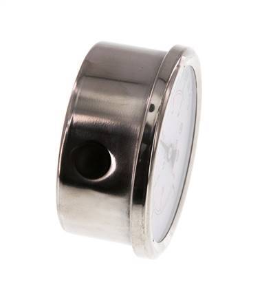 -1..0.6 Bar (-15..9 psi) Manómetro de glicerina por debajo Acero inoxidable/latón 63 mm Clase 1.6