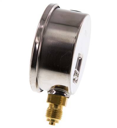 -1..0.6 Bar (-15..9 psi) Manómetro de glicerina por debajo Acero inoxidable/latón 63 mm Clase 1.6