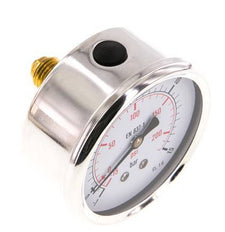 -1..15 Bar (-15..218 psi) Glycerin Pressure Gauge Rear Stainless steel/Brass 63 mm Class 1.6