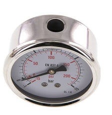 -1..15 Bar (-15..218 psi) Glycerin Pressure Gauge Rear Stainless steel/Brass 63 mm Class 1.6