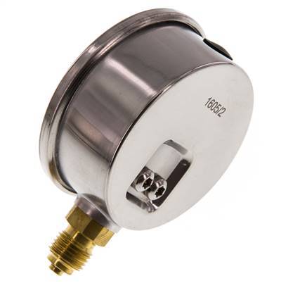 -1..1.5 Bar (-15..22 psi) Manómetro de glicerina por debajo Acero inoxidable/latón 63 mm Clase 1.6