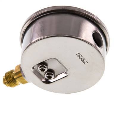 -1..1.5 Bar (-15..22 psi) Manómetro de glicerina por debajo Acero inoxidable/latón 63 mm Clase 1.6