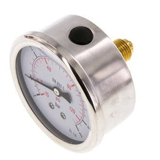 -1..9 Bar (-15..131 psi) Glycerin Pressure Gauge Rear Stainless steel/Brass 63 mm Class 1.6