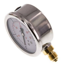 0..16 Bar (0..232 psi) Manómetro de glicerina Abajo Acero inoxidable/Latón 63 mm Clase 1.6