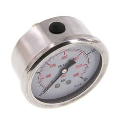 0..40 Bar (0..580 psi) Glycerin Pressure Gauge Rear Stainless steel/Brass 63 mm Class 1.6